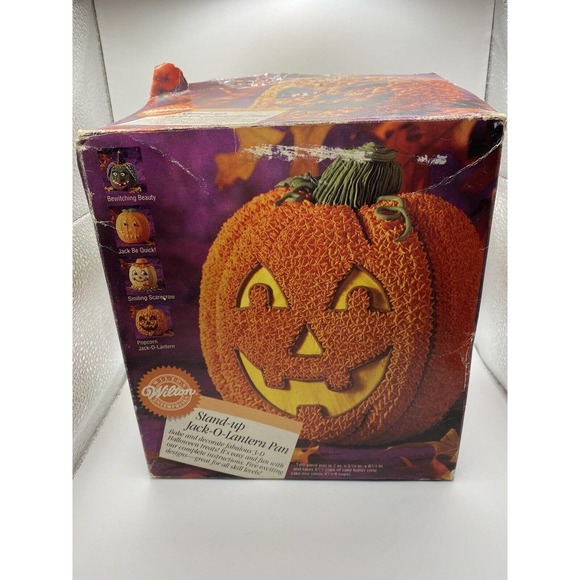 Vintage 1995 Wilton Baking Halloween Pumpkin Jack O Lantern Stand 3D Cake Pan - Picture 1 of 9
